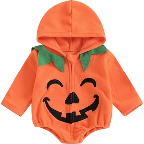 Toddler Baby Boy Girl Halloween Outfit Pumpkin Hoodie Sweatshirt Romper Infant Halloween Baby Clothes