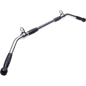 AmStaff 48" Straight Ez Curl Lat Pull Down Bar with Revolving Double Hook for Dual Pulley Cable Machines, Functional Trainer Multi-Purpose Attachment