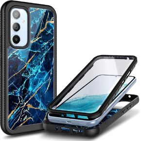 NZND Galaxy A54 Phone Case with [Built-in Screen Protector], Full-Body Protective Shockproof Rugged Bumper Cover Case for Samsung Galaxy A54 5G Sapphire