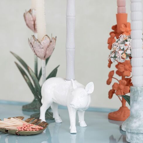 Creative Co-Op Pastoral Elegance Sheep Taper Holder, White in Saudi Arabia
