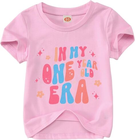 Baby Girls First Birthday Outfit 1st Birthday Shirt in My One Year Old Era Tshirt Bday Party Short Sleeve Tee Tops in Saudi Arabia