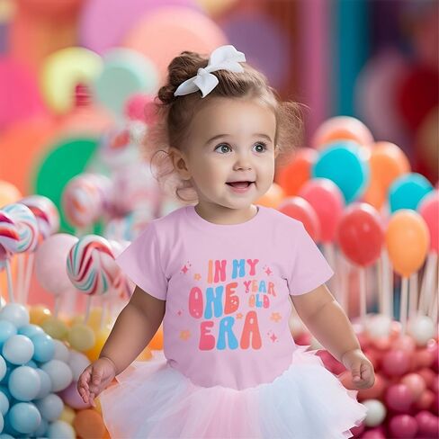Baby Girls First Birthday Outfit 1st Birthday Shirt in My One Year Old Era Tshirt Bday Party Short Sleeve Tee Tops in Saudi Arabia