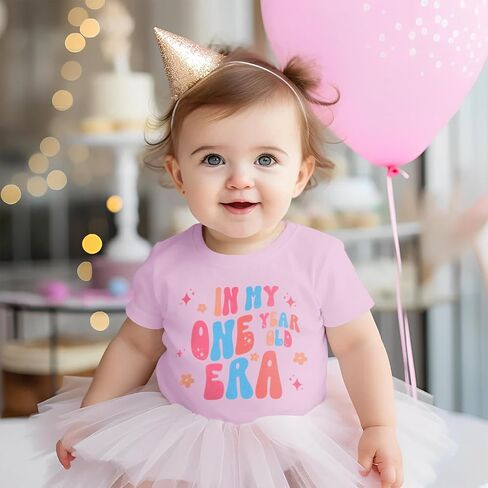 Baby Girls First Birthday Outfit 1st Birthday Shirt in My One Year Old Era Tshirt Bday Party Short Sleeve Tee Tops in Saudi Arabia