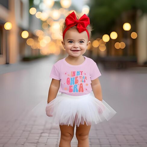 Baby Girls First Birthday Outfit 1st Birthday Shirt in My One Year Old Era Tshirt Bday Party Short Sleeve Tee Tops in Saudi Arabia