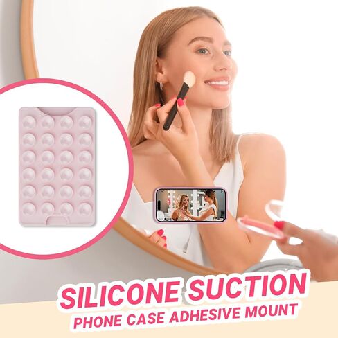 Suction Phone Card Holder Mount,Fit 3 Cards,Phone Wallet,iPhone 16 Wallet case,Silicon Adhesive Phone Accessory,TikTok Videos and Selfies,Adhesive Card Holder,Chalk Pink in Saudi Arabia