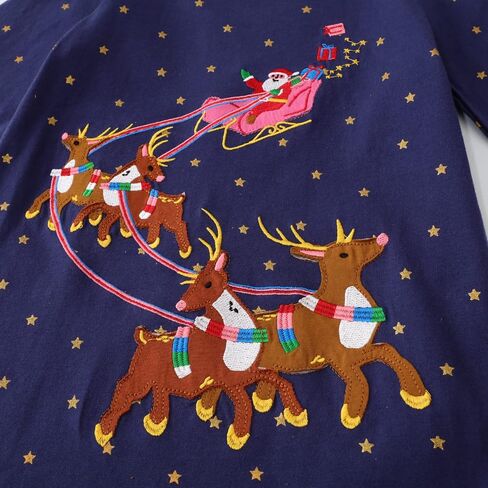 Girls Long Sleeve Dress Casual Cartoon Appliques Jersey Dresses 2-7T in Saudi Arabia
