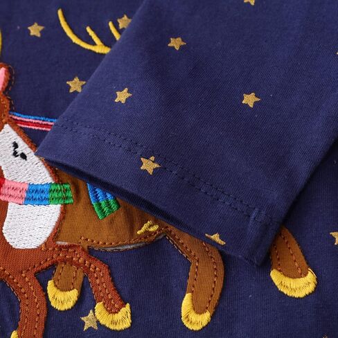 Girls Long Sleeve Dress Casual Cartoon Appliques Jersey Dresses 2-7T in Saudi Arabia