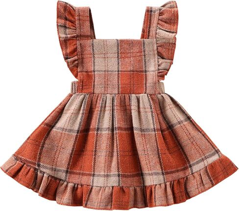 Baby Girls' Dresses Fly Sleeve Plaid Baby Dress Flannel Overall Skirt Dress Fall Winter Festival Outfits in Kuwait