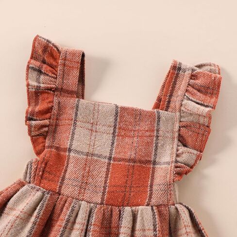 Baby Girls' Dresses Fly Sleeve Plaid Baby Dress Flannel Overall Skirt Dress Fall Winter Festival Outfits in Kuwait