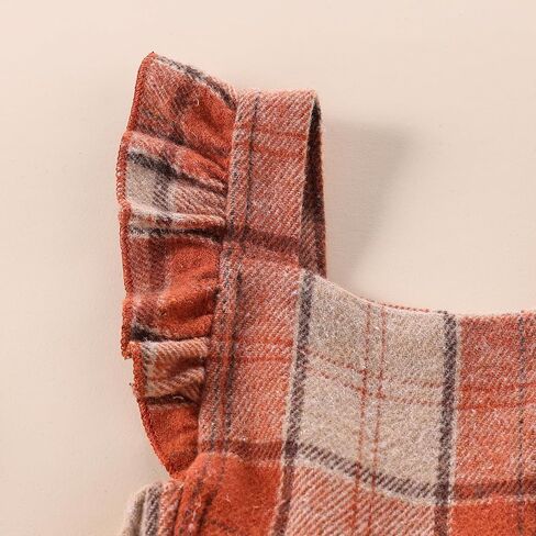 Baby Girls' Dresses Fly Sleeve Plaid Baby Dress Flannel Overall Skirt Dress Fall Winter Festival Outfits in Kuwait