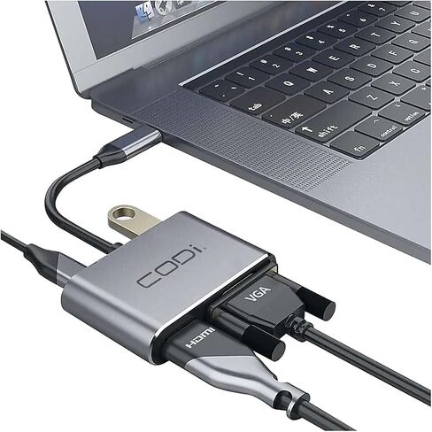 محول عرض CODi 4 في 1 USB-C (HDMI وVGA وUSB-C PD وUSB-A 3.0) in Kuwait