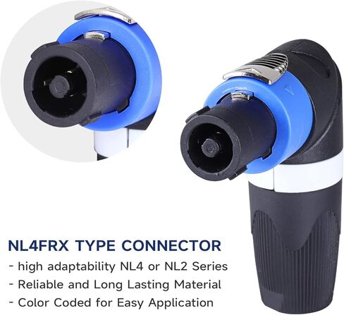 2pcs Right Angle Speakon Connectors - Pack of 2 Twist Lock Speak-ON Audio Adapter for Studio Amplifier, Mixer - Compatible with NL4 or NL2 Series Plug Connectors in Saudi Arabia