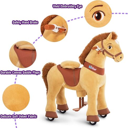 PonyCycle Model E - Riding Toy for Kids Ride on Horse Toys Riding Horse Ride for Toddlers 3-5 Walking Rocking Horse with Wheels, No Battery or Electricity, Riding Toys Light Brown E336 in Saudi Arabia