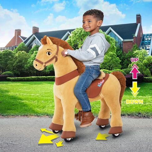 PonyCycle Model E - Riding Toy for Kids Ride on Horse Toys Riding Horse Ride for Toddlers 3-5 Walking Rocking Horse with Wheels, No Battery or Electricity, Riding Toys Light Brown E336 in Saudi Arabia