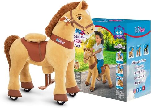 PonyCycle Model E - Riding Toy for Kids Ride on Horse Toys Riding Horse Ride for Toddlers 3-5 Walking Rocking Horse with Wheels, No Battery or Electricity, Riding Toys Light Brown E336 in Saudi Arabia