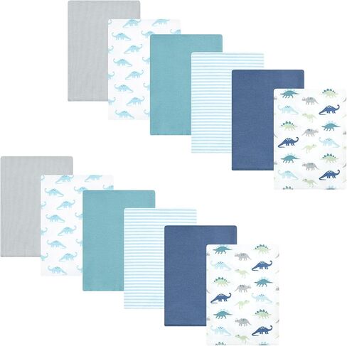 Hudson Baby Unisex Baby Flannel Burp Cloth 12pk, Soft Teal Dino, One Size in Saudi Arabia