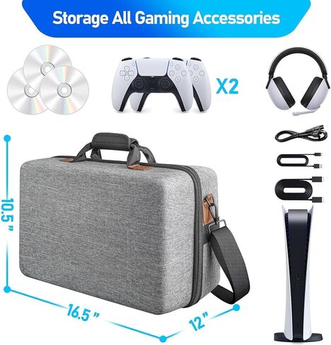 حقيبة حمل ذات غلاف صلب لجهاز PS5، حقيبة حمل واقية للسفر تناسب وحدة تحكم Playstation 5، حقيبة حمل لتخزين حقيبة السفر لإصدار قرص PS5 الرقمي، سماعة الرأس، الألعاب، الإكسسوارات in Kuwait