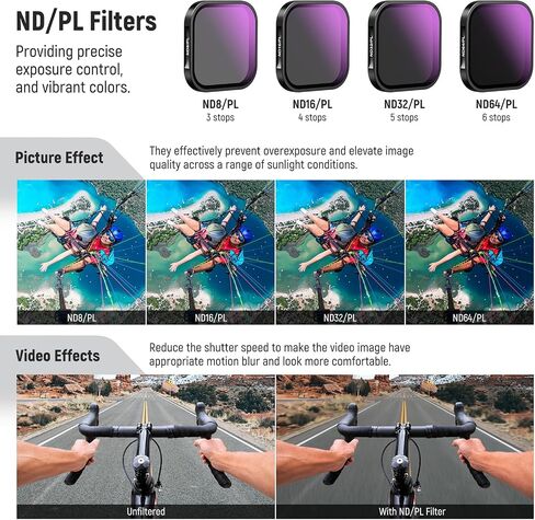 مجموعة مرشح NEEWER ND & CPL متوافقة مع Insta360 Ace Pro، ND16 ND32 ND64 CPL 4 قطع من ملحقات كاميرا الحركة المستقطب مرشحات الكثافة المحايدة مع زجاج بصري متعدد الطبقات وإطار ألومنيوم نحيف in Saudi Arabia