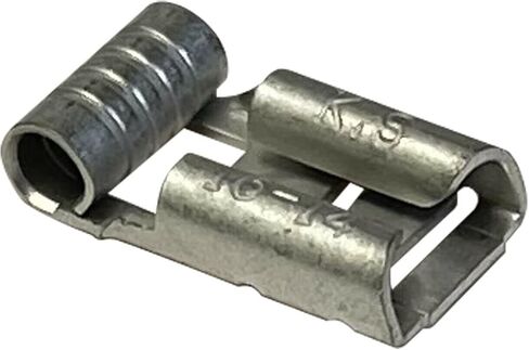 100 Pcs Non-Insulated Electrical Wire Connector - 12-10 AWG Gauge .250 (1/4") Flag Quick Disconnect Terminal Wire Crimp Connector - Made in USA in Saudi Arabia