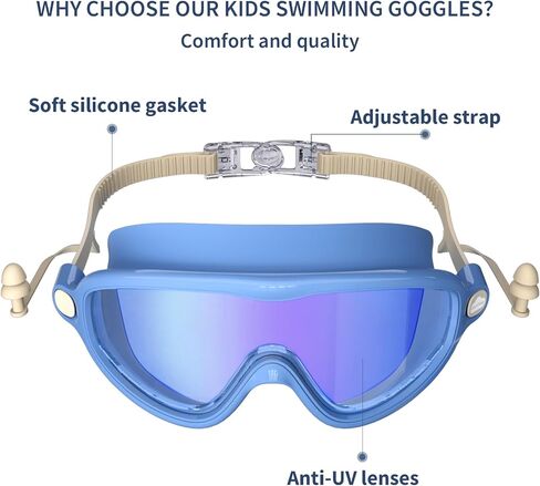 Unisex-Child Swim Goggles for Toddler Kids Anti-UV Clear Vision Water Pool Goggles for Children Boys & Girls in Saudi Arabia