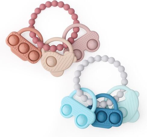 2 Pcs Baby Teething,Silicone Baby Teether with, teethers for Babies 3-12 Months，Baby Teethers Chew Toys for（Ring of Fun） in Saudi Arabia