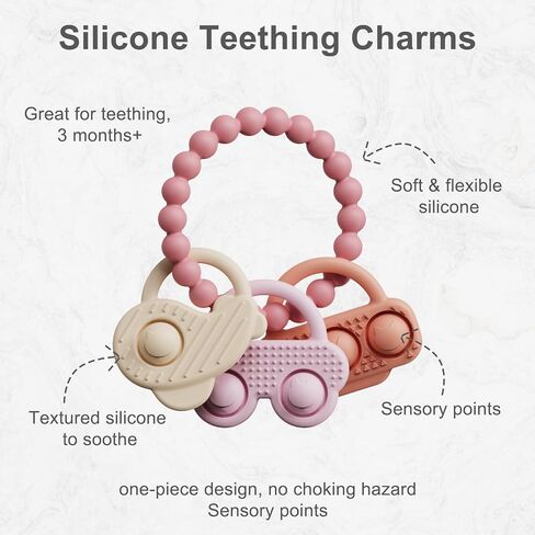 2 Pcs Baby Teething,Silicone Baby Teether with, teethers for Babies 3-12 Months，Baby Teethers Chew Toys for（Ring of Fun） in Saudi Arabia