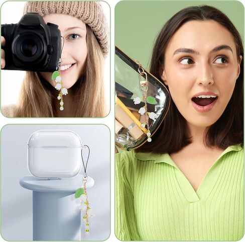 قطعتان من مجموعة سحر الهاتف على شكل زهرة، حزام سحر للهاتف لطيف، قلادة سلسلة مفاتيح جمالية على شكل زهور Y2K، ملحقات حافظة هاتف خلوي مزخرفة للنساء وأكياس كيندل للكاميرا وسماعات الأذن in Saudi Arabia