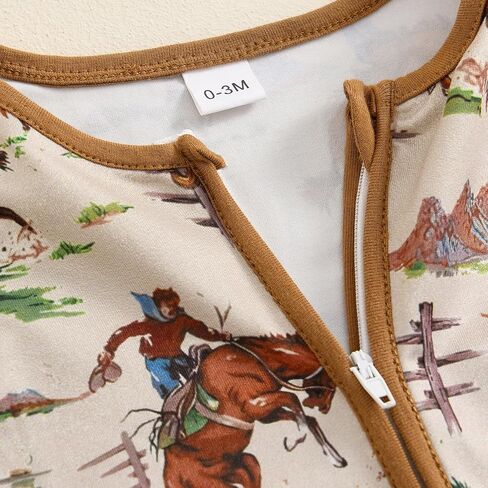 Karwuiio Baby Boy Girl Western Clothes Cow Print Long Sleeve Romper Jumpsuit One Piece Newborn Fall Winter Outfit in Kuwait