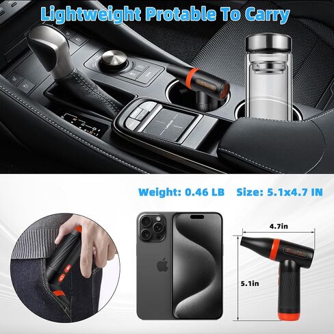 Compressed Air Duster, 130000RPM Portable Electric Air Duster, Computer Vacuum Cleaner, 3 Gear Adjustable Jet Dry Blower can Reusable Can for Computer Keyboard, Outdoors, Car, Home in Saudi Arabia
