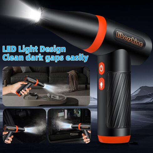 Compressed Air Duster, 130000RPM Portable Electric Air Duster, Computer Vacuum Cleaner, 3 Gear Adjustable Jet Dry Blower can Reusable Can for Computer Keyboard, Outdoors, Car, Home in Saudi Arabia