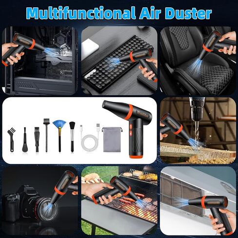Compressed Air Duster, 130000RPM Portable Electric Air Duster, Computer Vacuum Cleaner, 3 Gear Adjustable Jet Dry Blower can Reusable Can for Computer Keyboard, Outdoors, Car, Home in Saudi Arabia