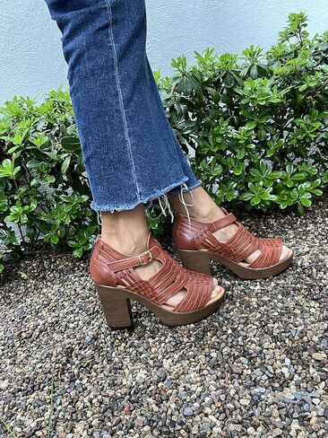 Macarena Collection Women's Flatform Wedge Casual Sandal Huarache Colorful Leather Mexican Style Color MultiColors 351 in Kuwait