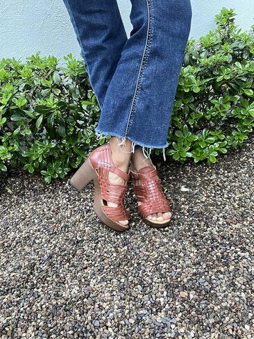 Macarena Collection Women's Flatform Wedge Casual Sandal Huarache Colorful Leather Mexican Style Color MultiColors 351 in Kuwait