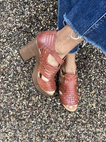 Macarena Collection Women's Flatform Wedge Casual Sandal Huarache Colorful Leather Mexican Style Color MultiColors 351 in Kuwait