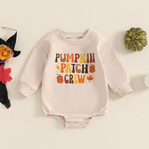 Newborn Halloween Baby Clothes Infant Girl Boy Letter Print Crew Neck Sweatshirt Romper Long Sleeve Jumpsuit in Saudi Arabia