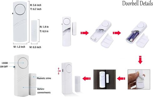 Door Window Alarm, 90DB Door Alarms for Kids Safety, Wireless Sensor Door Window Burglar Alarm-Window Pool Alarms for Home, 6 Pack in Saudi Arabia