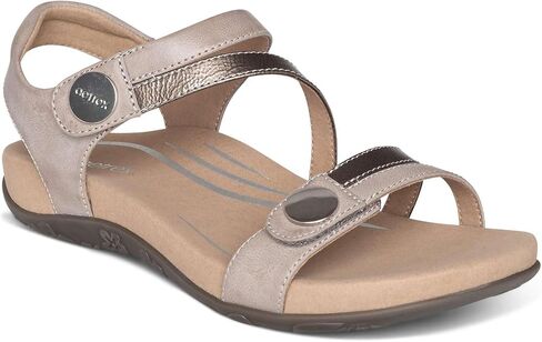 Aetrex Women's Jess Orthopedic Adjustable Quarter Strap Sandals - Comfort Memory Foam Fashion Flat Womens Sandals with Arch Support Smoke in Kuwait