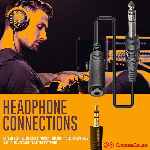 كابل تمديد سماعة الرأس AxcessAbles TRSF18-TRSM14 1/8 بوصة (3.5 مم) TRS أنثى إلى 1/4 بوصة (6.35 مم) TRS ذكر (10 أقدام) 5 عبوات in Kuwait