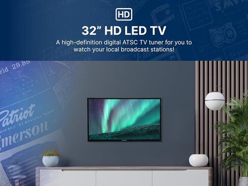 Emerson ETD-3250 32 بوصة LED HDTV مع مشغل DVD مدمج، 720p HD، مدخلات HDMI/USB، موالف رقمي، تصميم نحيف، قابل للتركيب على الحائط، موفر للطاقة، وميزات الرقابة الأبوية in Kuwait