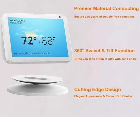Stand for Echo Show 5 and Show 8 (1st and 2nd Gen.) ELPHA Adjustable Mount Accessories for Amazon Alexa Show, Magnetic Attachment, Swivel, Tilt Function, White in Saudi Arabia