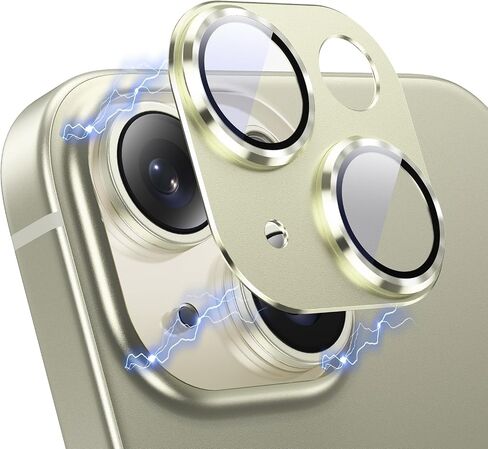 Korecase لهاتف iPhone 15/iPhone 15 Plus واقي عدسة الكاميرا، غطاء فيلم كاميرا من الزجاج المقوى بقوة 9H، حافظة لاصقة قوية مقاومة للخدش وسهلة التركيب - أصفر in Kuwait