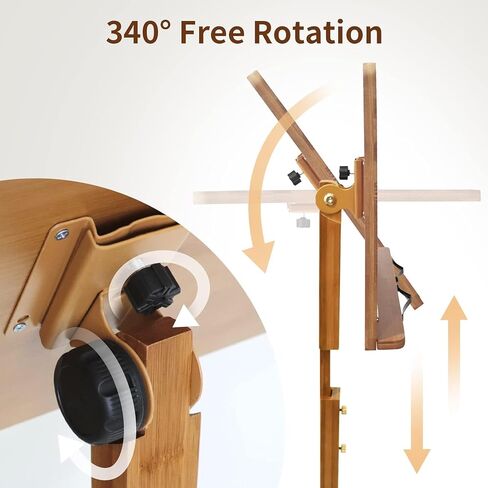 Bamboo Music Stand for Sheet Music -Folding Music Stands Height Adjustable 39.37''-51.2'' with Wide Wooden Bookplate for Conductor Lectern Guitar Violin Piano Ukulele Players in Saudi Arabia