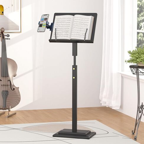 Bamboo Music Stand for Sheet Music -Folding Music Stands Height Adjustable 39.37''-51.2'' with Wide Wooden Bookplate for Conductor Lectern Guitar Violin Piano Ukulele Players in Saudi Arabia