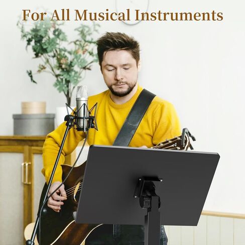 Bamboo Music Stand for Sheet Music -Folding Music Stands Height Adjustable 39.37''-51.2'' with Wide Wooden Bookplate for Conductor Lectern Guitar Violin Piano Ukulele Players in Saudi Arabia