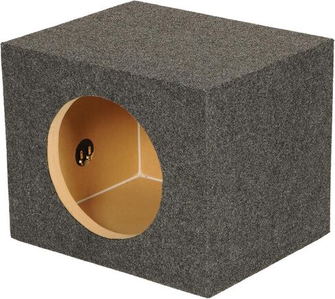 QPower 10 Inch Heavy-Duty Single Sealed Carpet Covered Durable Car Audio Vehicle Subwoofer Enclosure Woofer Box, Charcoal Gray in Saudi Arabia