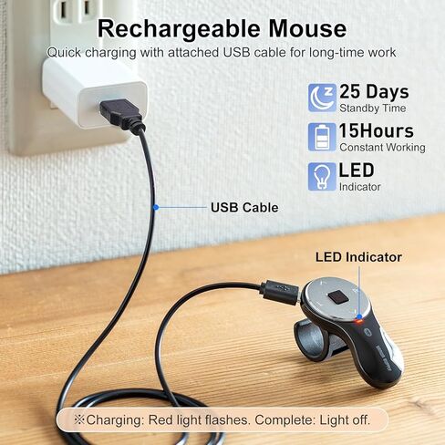 SANWA ماوس حلقة إصبع بلوتوث، 2 في 1 جهاز عرض لاسلكي، ماوس محمول يمكن ارتداؤه، ماوس عن بعد محمول قابل لإعادة الشحن، 1200 نقطة في البوصة، شرائح PPT صغيرة متوافقة مع أجهزة الكمبيوتر الشخصية والكمبيوتر المحمول وأجهزة Mac والكمبيوتر اللوحي in Kuwait