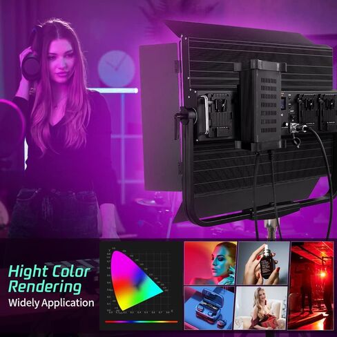 led Video Light,RGB LED Video Light Video Lighting Kit Bi-Color Photography Lighting, Studio Light, Continuous Film Light, Controller+APP, for Photography, YouTube Studio, Video Shooting in Saudi Arabia