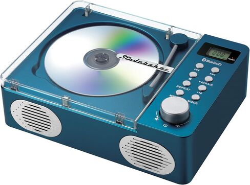 Studebaker SB3720 Portable Stereo Bluetooth CD Player with MP3 Playback, FM Radio, USB, and Built-in Rechargeable Battery (Blue) in Kuwait