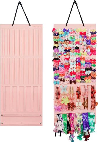Hair Bow Holder Organizer for Girls, Baby Hair Accessory Storage Display for Hair Clips, Claw Clips, Headbands (Pink) in Saudi Arabia