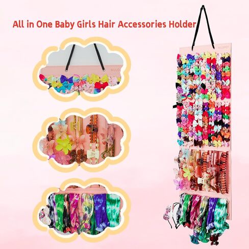 Hair Bow Holder Organizer for Girls, Baby Hair Accessory Storage Display for Hair Clips, Claw Clips, Headbands (Pink) in Saudi Arabia